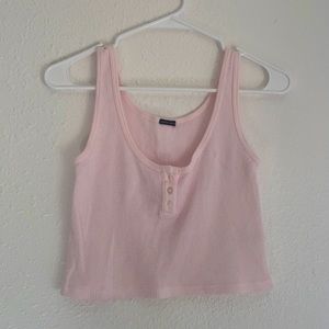 Brandy Melville Pink Waffle Knit Top w/ Buttons